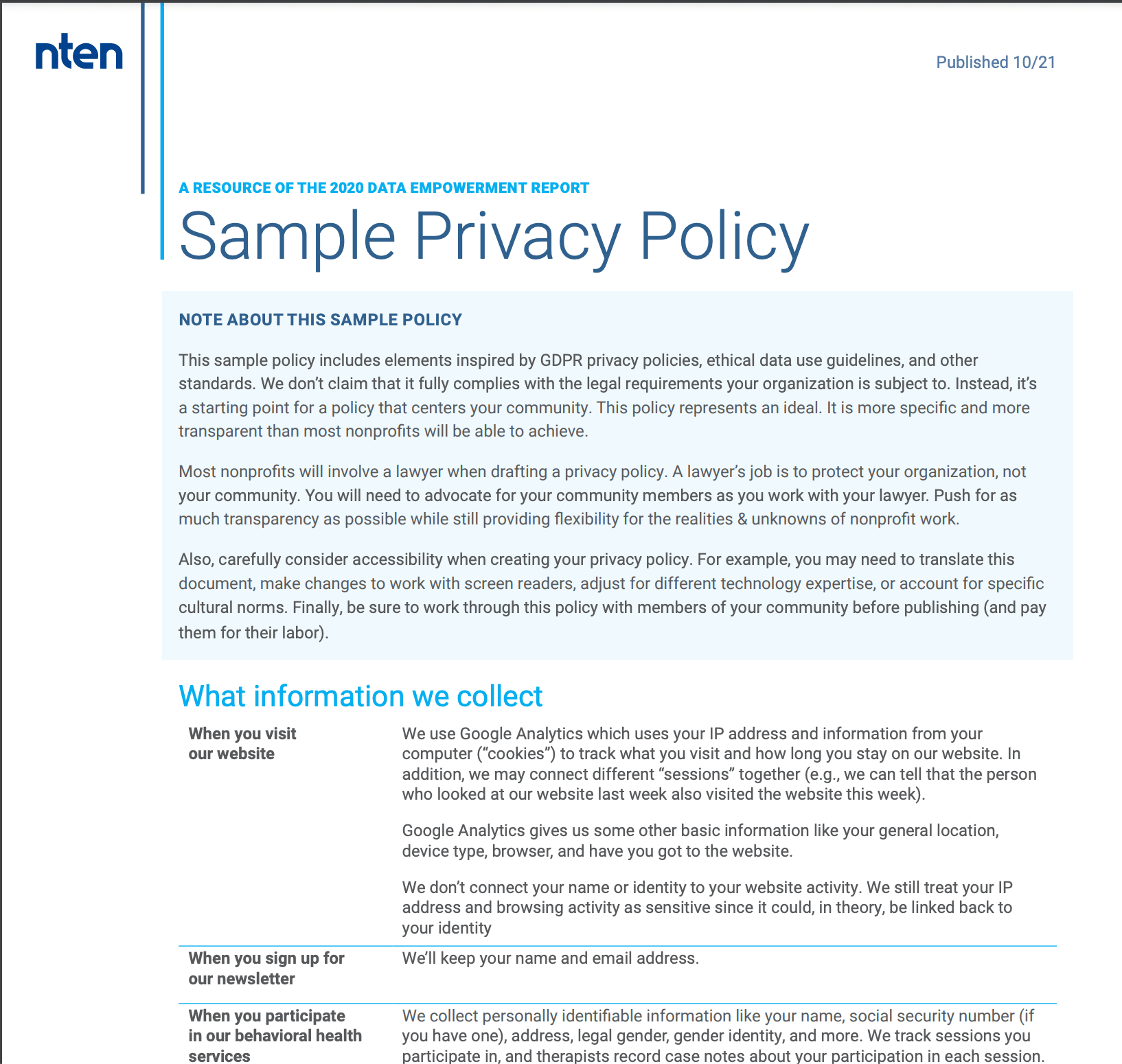 Screenshot of the first page of the resource