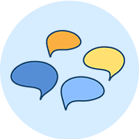 four speech bubbles