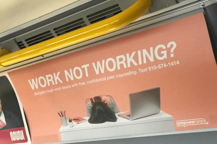 Empower Work ad on interior of bus