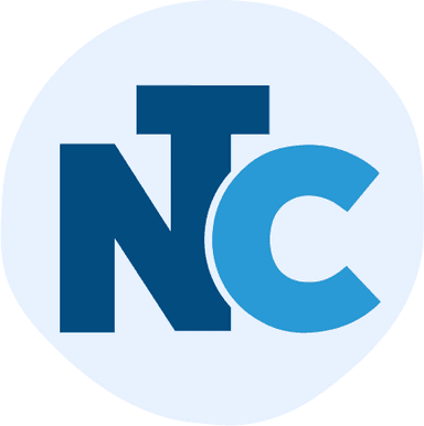 Dark blue NTC in a lighter blue circle