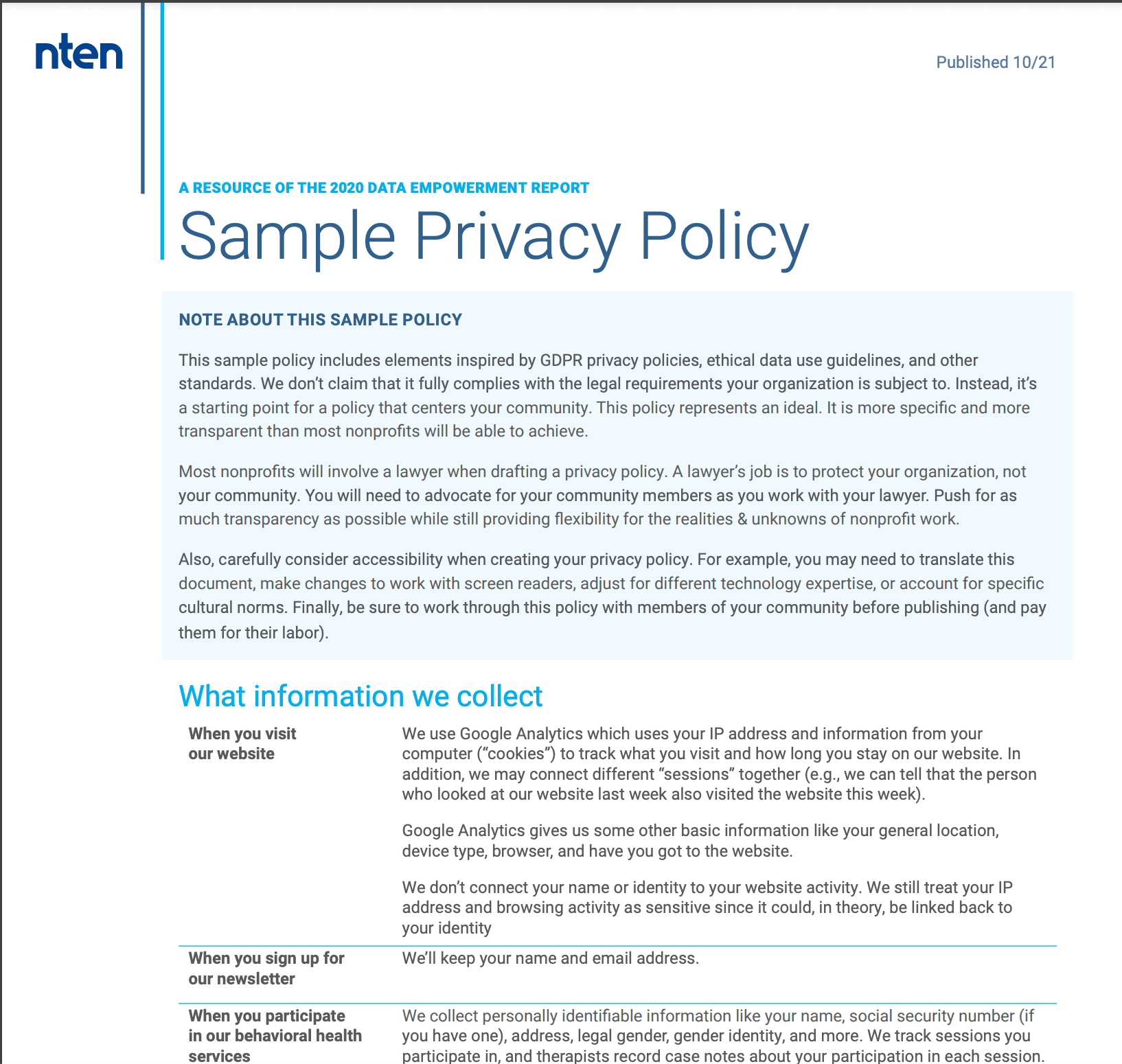 Screenshot of the first page of the resource