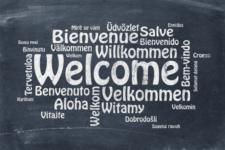 Welcome written in multiple languages
