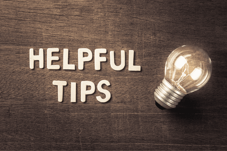 "Helpful tips" is written in cut-out letters next to an incandescent light bulb.