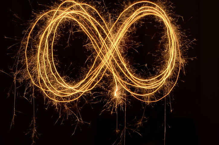 Photo of sparklers creating an infinity loop symbol